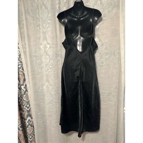 Vintage Cinema Eloile Late 90s Satin Maxi Dress size large Beautiful black dress - Picture 4 of 5
